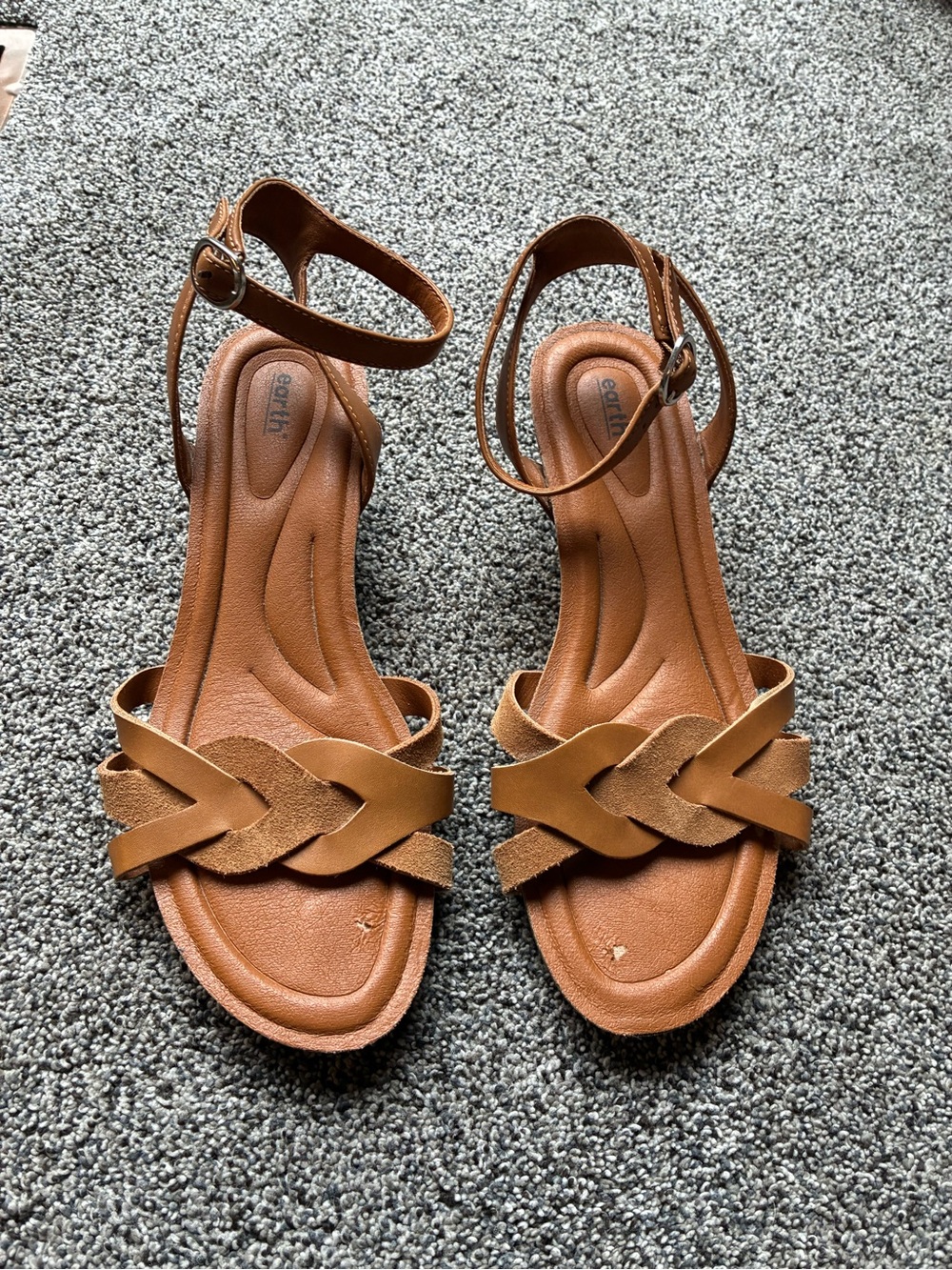 Earth Origins Brown Sling Back Sandals, Size 9.5 M